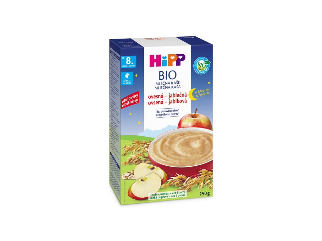 HiPP BIO Mléčná kaše na dobrou noc ovesná jablečná 250g