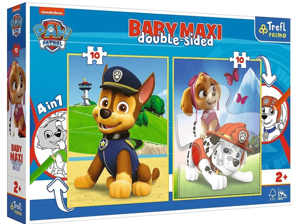 TREFL Puzzle BABY MAXI Paw patrol Chase, Marshal a Sky 10 dílků oboustranné