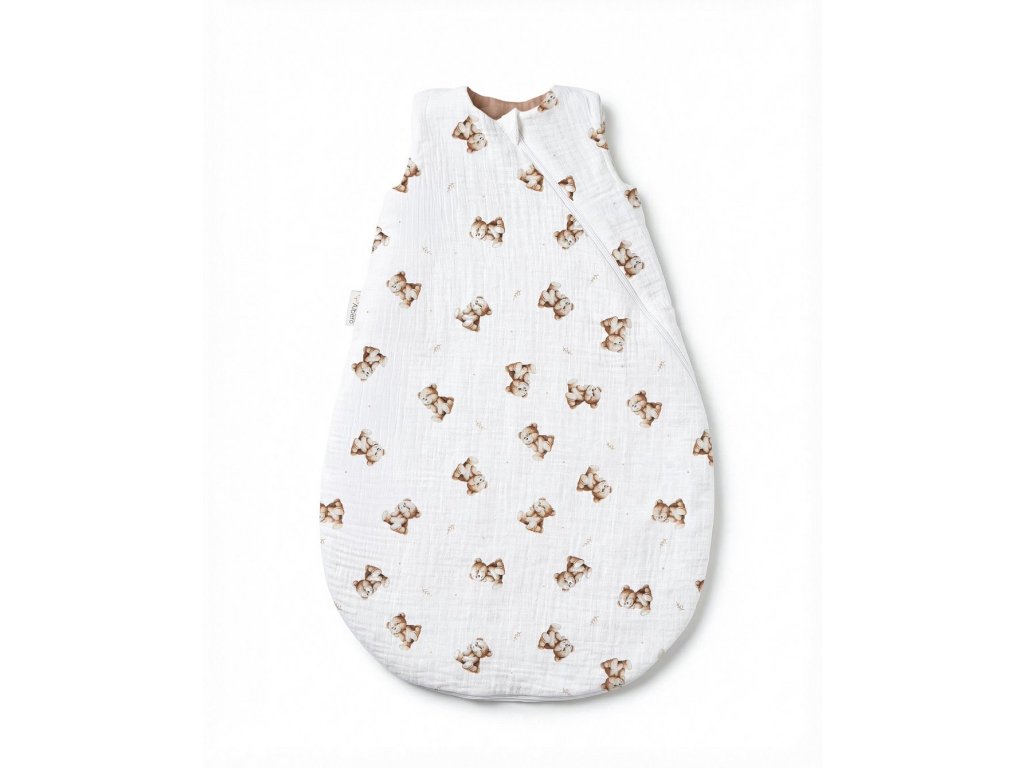 ALBERO MIO Dětský mušelínový spací pytel 77x35cm Vintage Teddy