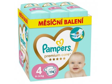 Pampers Premium care 4, 174ks, 9 14kg (měsíční balení)