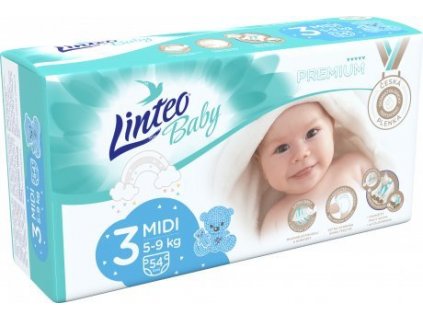Linteo Baby Premium 3 Midi, 5-9-kg, 54ks