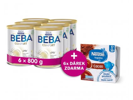 BEBA COMFORT 3 HM-O, 6x800g + 6x NESTLÉ YOGOLINO mléčný dezert s kakaem 4x100g