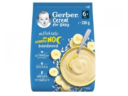 GERBER Cereal mléčná kaše banánová Dobrou noc 230 g