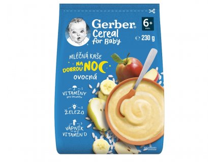 GERBER Cereal mléčná kaše ovocná Dobrou noc 230 g