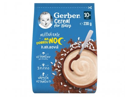 GERBER Cereal mléčná kaše kakaová Dobrou noc 230 g
