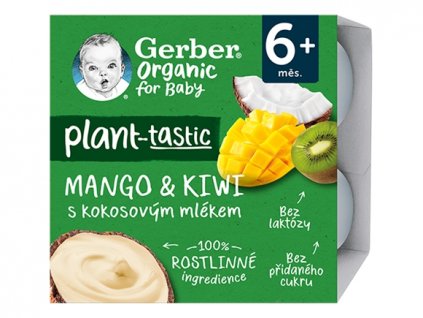 GERBER Organic rostlinný dezert mango a kiwi s kokosovým mlékem