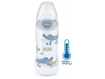 NUK FC+ láhev s kontrolou teploty 300 ml BOX - Flow Control savička - modrá