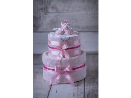 Plenkový dort dvoupatrový s bohatou náplní růžový - s capáčky
