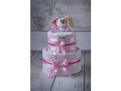 Plenkový dort dvoupatrový s bohatou náplní růžový - s usínáčkem