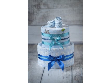 Plenkový dort dvoupatrový s bohatou náplní modrý - s capáčky