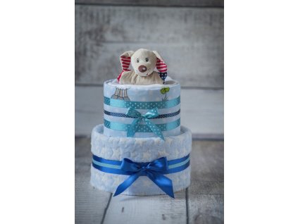Plenkový dort dvoupatrový s bohatou náplní modrý - s usínáčkem