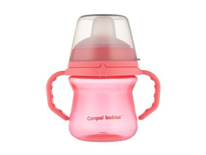 Canpol babies Hrneček se silikonovým pítkem FirstCup 150ml růžový