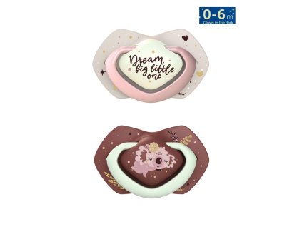 Canpol babies Set symetrických silikonových dudlíků Light touch 0 6m SLEEPY KOALA růžový