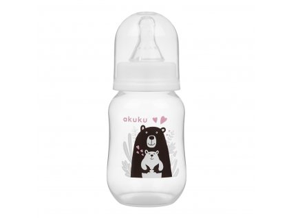 Akuku Kojenecká láhev 125ml černý medvídek (1)