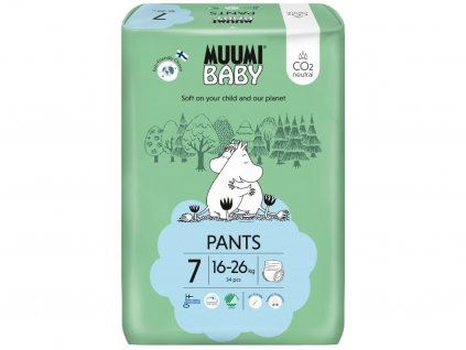 Muumi Baby Pants 7 XL 16 26 kg (34 ks), kalhotkové eko pleny