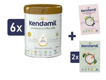 Kendamil Premium 3 HMO+ (6x800 g) + 3x Mléčná kaše