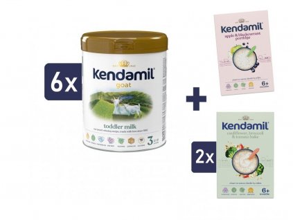 Kendamil Kozí batolecí mléko 3 (6x800 g) + 3x Mléčná kaše