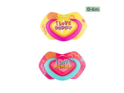 Canpol babies Set symetrických silikonových dudlíků Ligth touch 0 6m NEON LOVE růžový