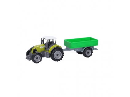 Traktor s vlečkou kovový 18cm zelený