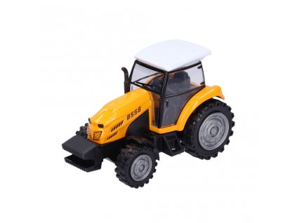 Traktor kovový na natažení 10,5cm žlutý