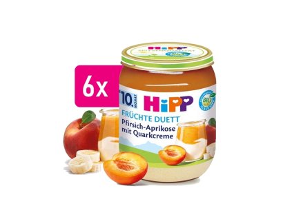 HiPP BIO Ovocný duet Broskev Meruňka s tvarohovým krémem 6x190g