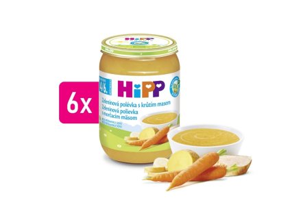 HiPP BIO Zeleninová polévka s krůtím masem 6x190g