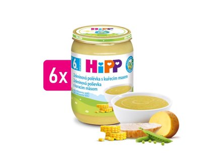 HiPP BIO Zeleninová polévka s kuřecím masem 6x190g
