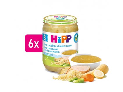 HiPP BIO Vývar s nudlemi a krůtím masem 6x190g