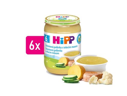 HiPP BIO Zeleninová polévka s telecím masem 6x190g
