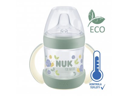 NUK for Nature lahvička na učení s kontrolou teploty 150ml zelená