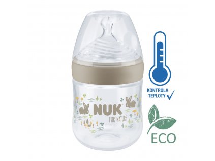 NUK for Nature lahev s kontrolou teploty 150ml hnědá