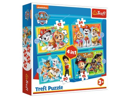 TREFL Puzzle 4v1 Paw patrol Šťastný tým