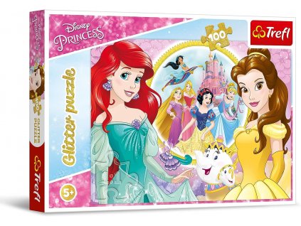 TREFL Puzzle třpytivé Disney princezny Vzpomínky Belly a Ariely 100 dílků