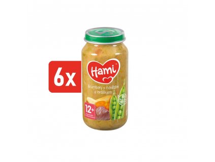 HAMI masozeleninový příkrm Brambory s hovězím a hráškem 6x250g