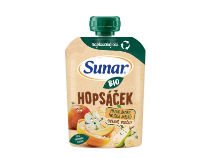 Sunar BIO ovocná kapsička Hopsáček mango, banán, hruška a ovesné vločky 100g