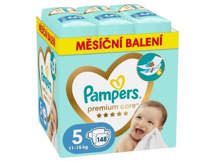 Pampers Premium care 5, 148ks, 11 16kg (měsíční balení)