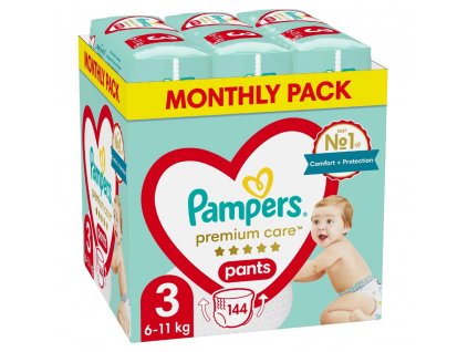 Pampers Premium care 3 Pants , 144ks, 6 11kg (měsíční balení)