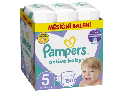 Pampers active baby 5 junior 11-16kg 150ks (měsíční balení)