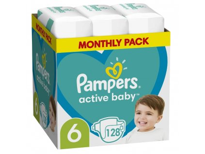 Pampers Active Baby Mega Pack S6 128ks, 13 18kg (měsíční balení)