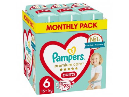 Pampers Premium care 6 Pants , 93ks, 15+kg (měsíční balení)