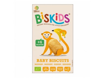 BISkids BIO dětské celozrnné sušenky s banánem bez přidaného cukru 6M+ 120g