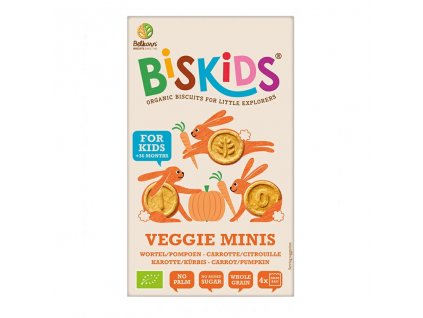 BISkids BIO dětské celozrnné mini sušenky s mrkví a dýní bez přidaného cukru 120g