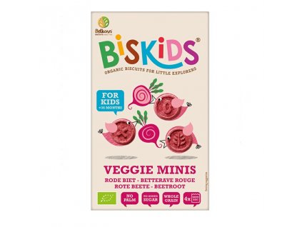 BISkids BIO dětské celozrnné mini sušenky s červenou řepou bez přidaného cukru 120g