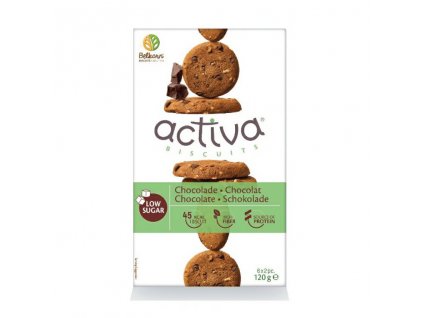 Activa Protein sušenky s vlákninou a sníženým obsahem cukru s belgickou čokoládou 120g