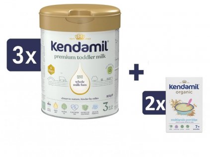 Kendamil Premium 3 HMO+ (3x800 g) + 2x Mléčná kaše