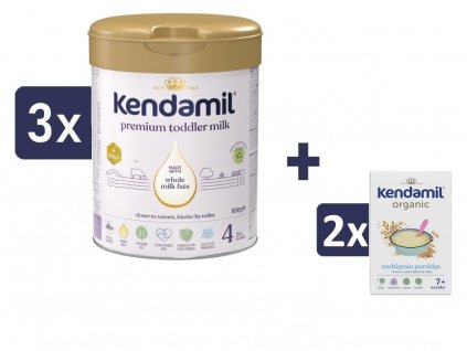 Kendamil Premium 4 HMO+ (3x800 g) + 2x Mléčná kaše