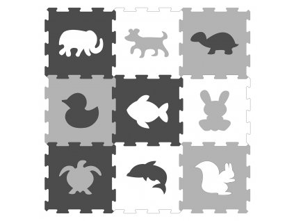 SMILY PLAY Pěnové puzzle podložka Zvířata černo bílá