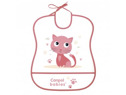 Canpol babies Plastový bryndák měkký CUTE ANIMALS kočička