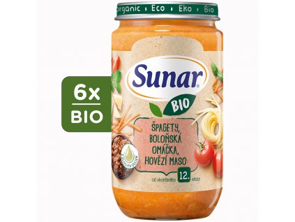 Sunar BIO příkrm Špagety, boloňská omáčka, hovězí maso 6x235g