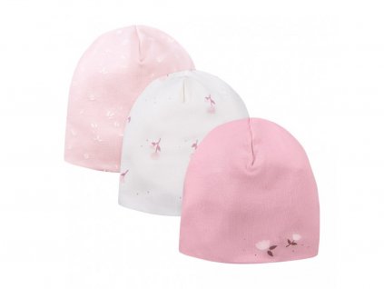 Bavlněná čepice PETITE růžová (3ks)